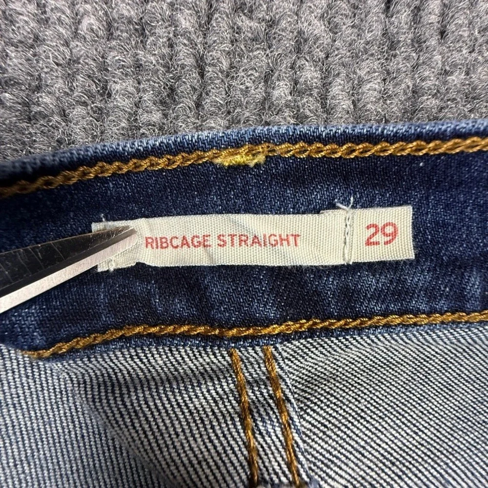 Levis Ribcage Straight Jeans Womens 29 Dark Wash High Rise Button Fly 79078-0046
